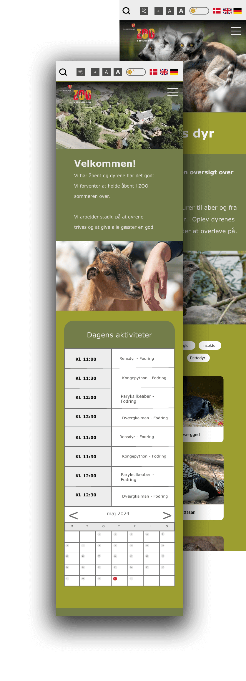 Mobilversion af WordPress-website-design for Guldborgsund Zoo & Botanisk Have