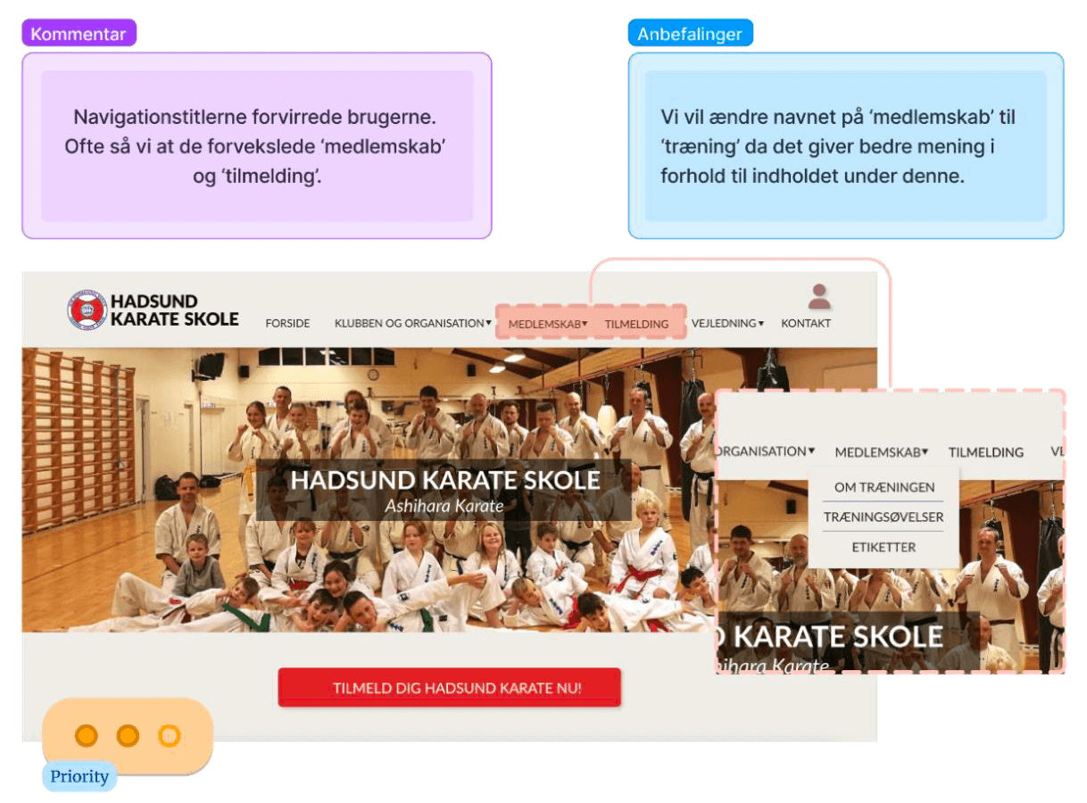 Billede af brugertest til Hadsund Karate Skole